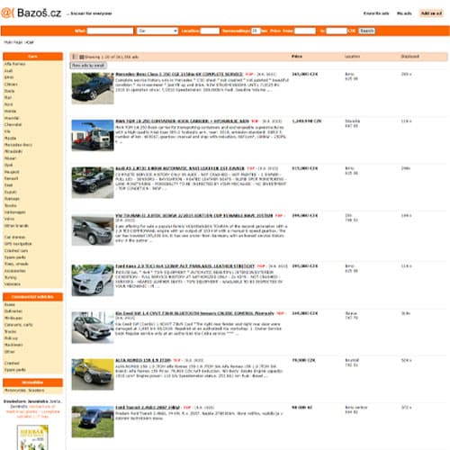 Самый популярный сайт по продаже авто в Чехии auto.bazos.cz